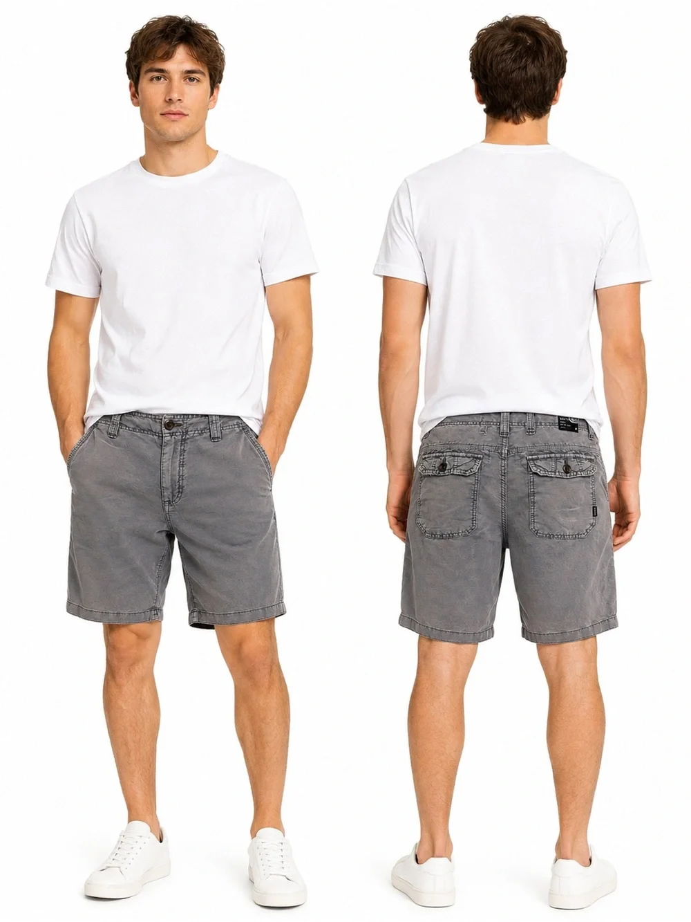 Union Men's Linen Blend Casual Shorts, Gray, Size 32